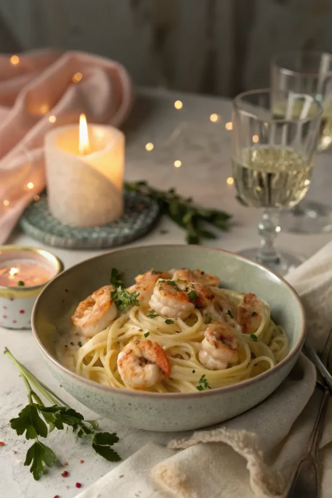  Pâtes crémeuses aux crevettes