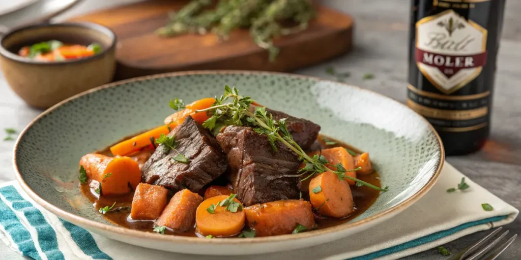 Joues de bœuf aux carottes et à la bière