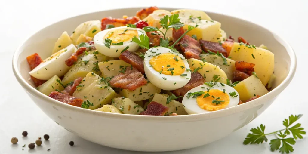 Salade de pommes de terre lardons oeufs