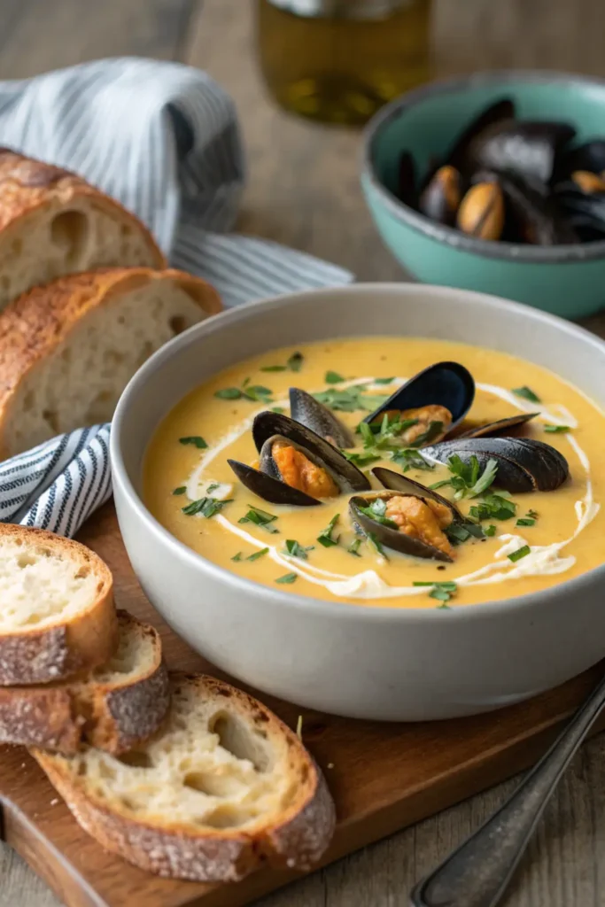Soupe de Moules au Safran et Vin Blanc
