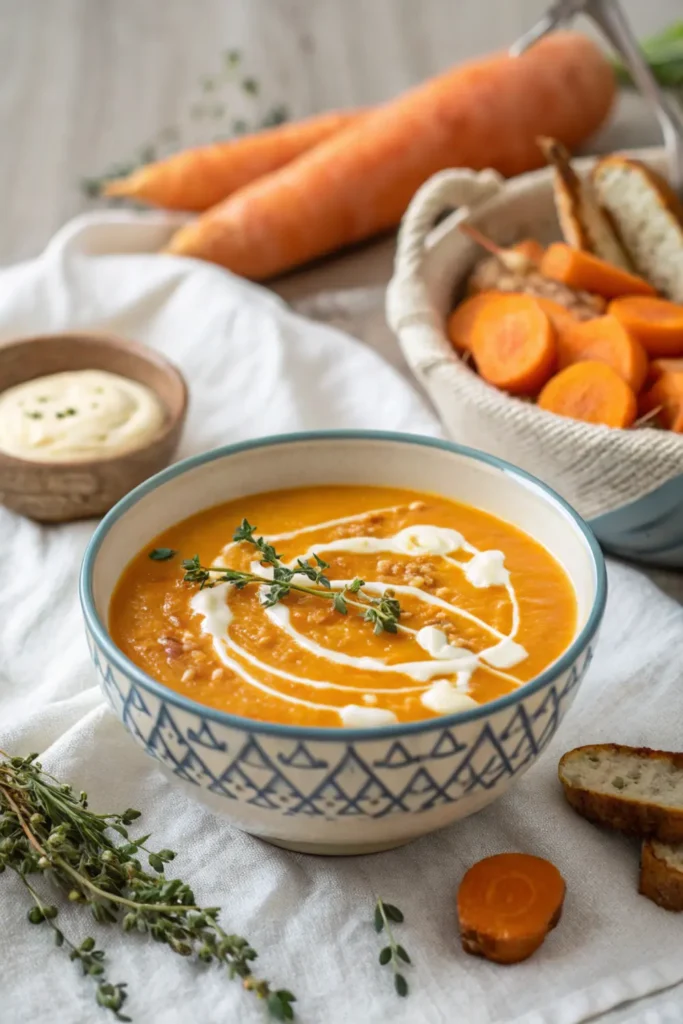 Velouté de Légumes Racines Rôtis au Thym