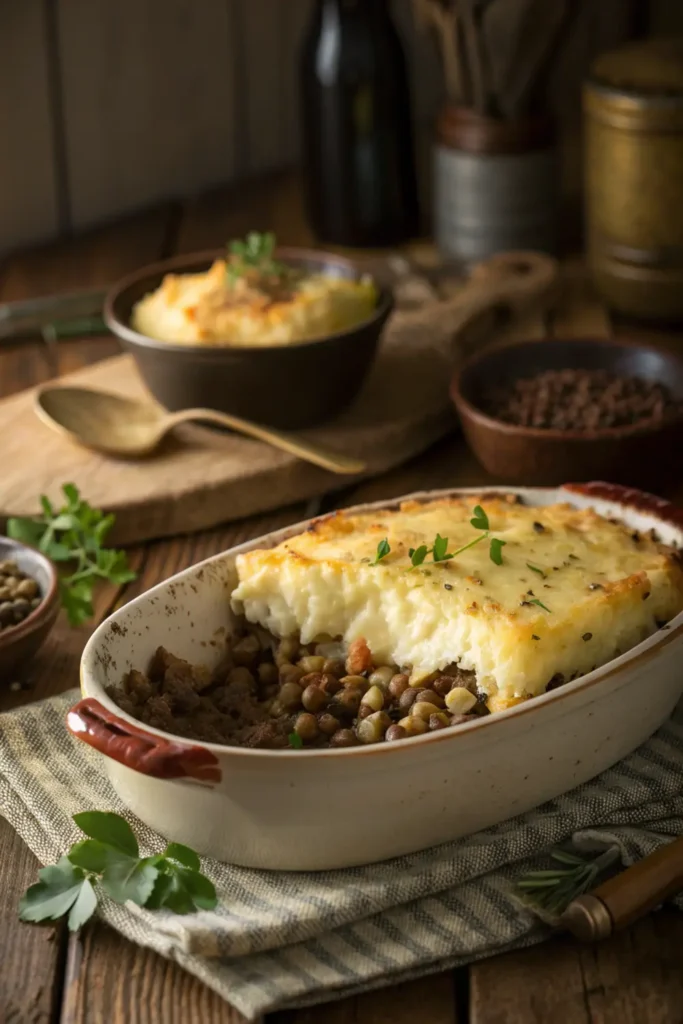 Parmentier de Lentilles Vertes et Champignons Forestiers