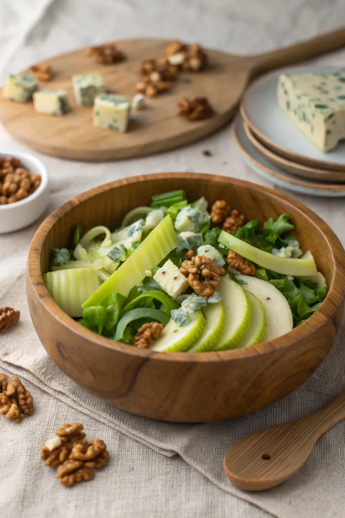 Salade d’Hiver aux Poireaux, Noix et Bleu