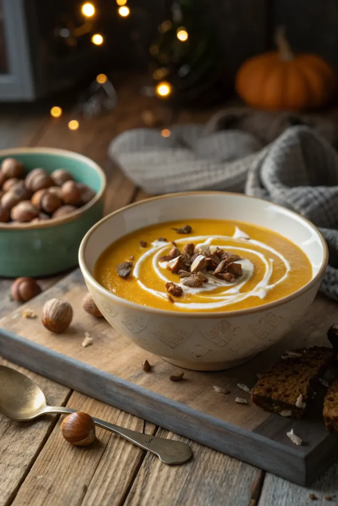 Velouté de Potimarron aux Châtaignes et Crème Fraîche