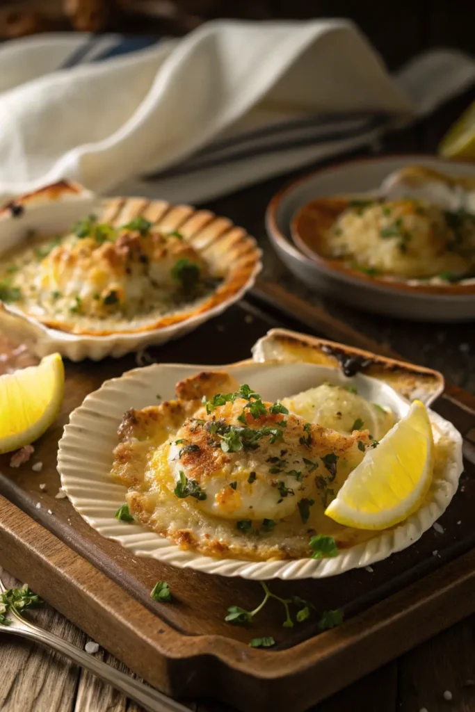 Coquilles Saint-Jacques Gratinées au Beurre Persillé