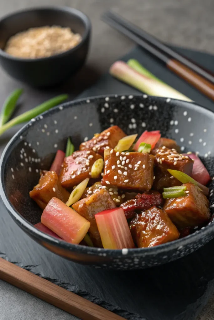 Porc Caramélisé à la Rhubarbe et au Gingembre