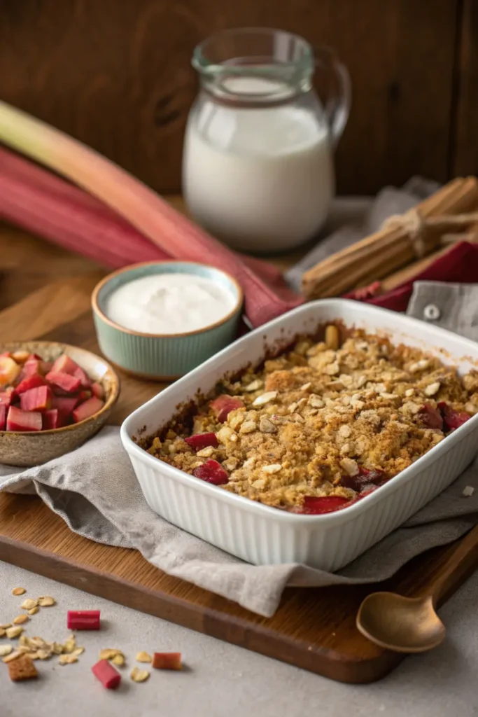 Crumble Léger à la Rhubarbe et Flocons d’Avoine