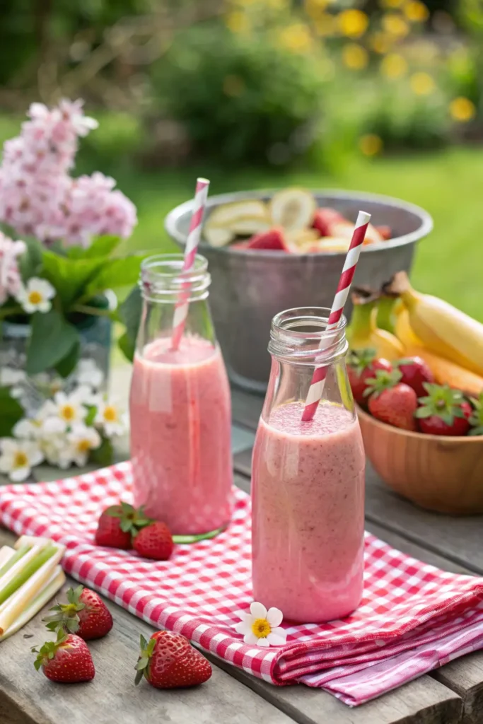 Smoothie Rhubarbe, Fraise & Banane