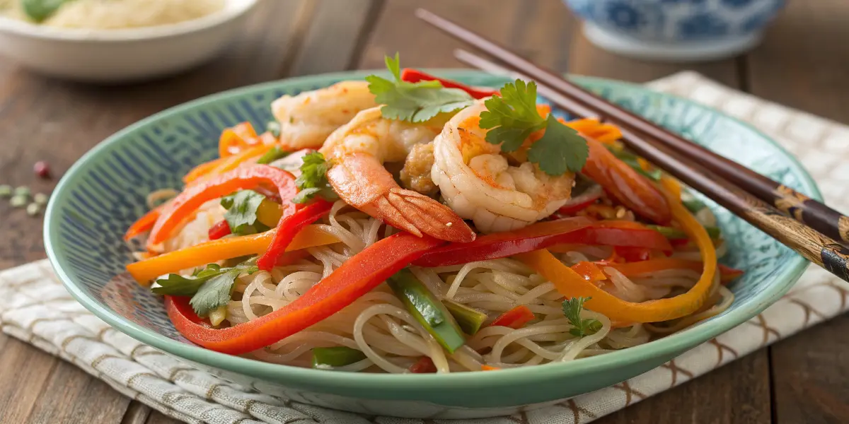 Crevettes Et Vermicelles De Riz