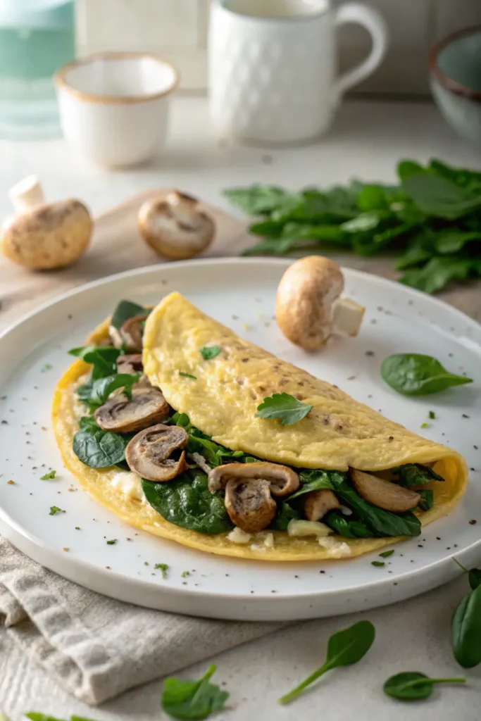Omelette aux Épinards et Champignons