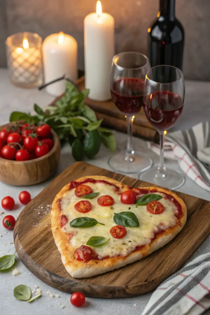 Pizza maison en forme de cœur