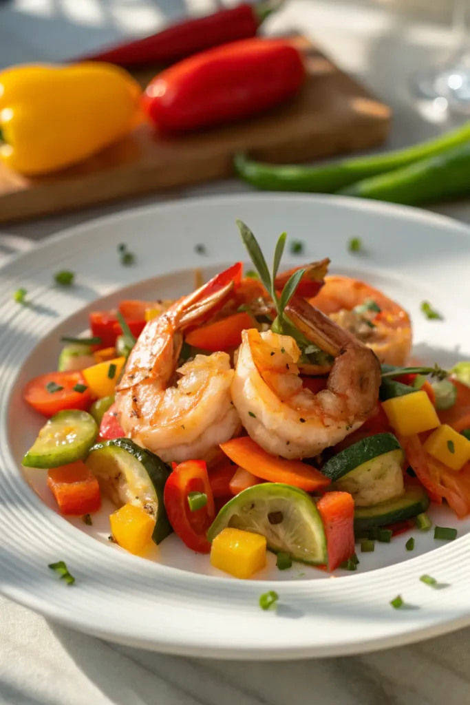Poêlée de Crevettes aux Légumes Croquants