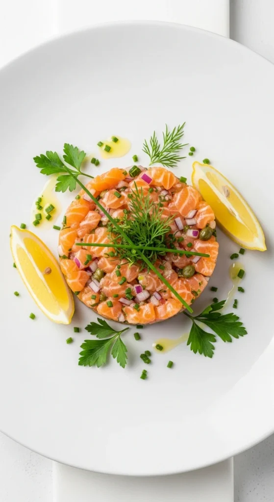 Tartare de Saumon au Citron et Herbes Fraîches