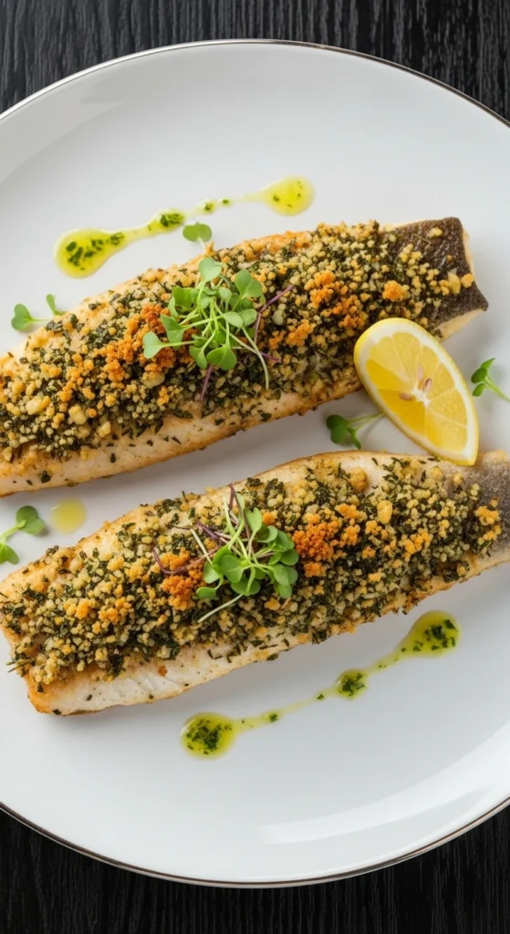 Filet de Bar en Croûte d’Herbes