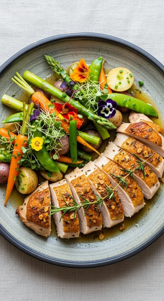 Volaille aux Herbes et Légumes Primeurs