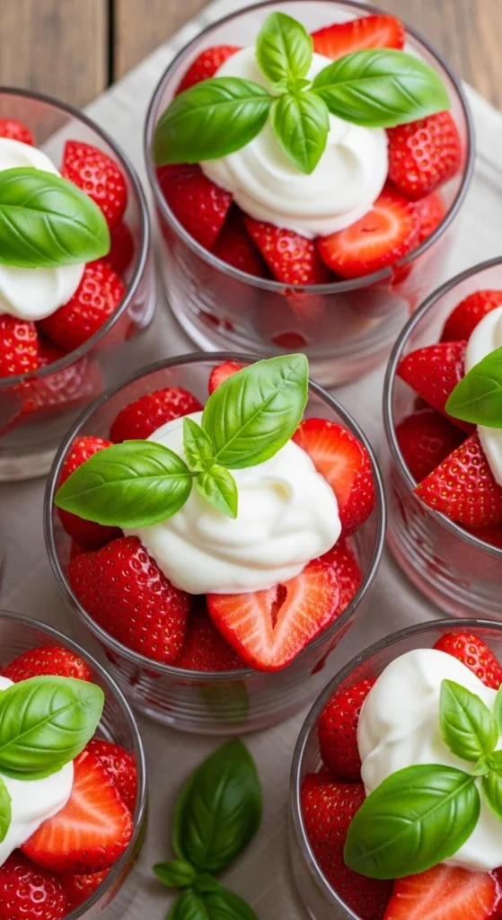 Fraises au Basilic et Crème Légère