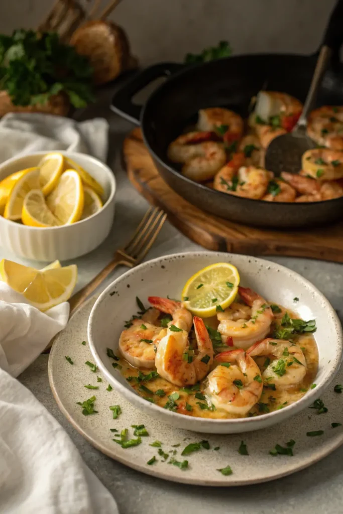 Crevettes sautées à l’ail et au citron