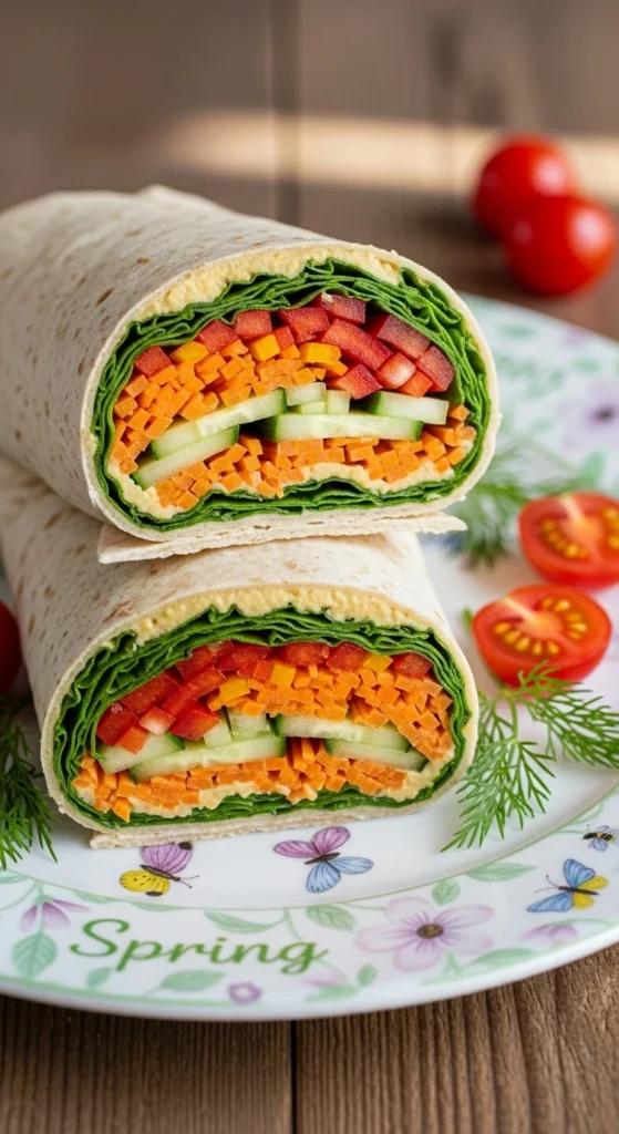 Wrap Vegan au Houmous et Légumes Croquants