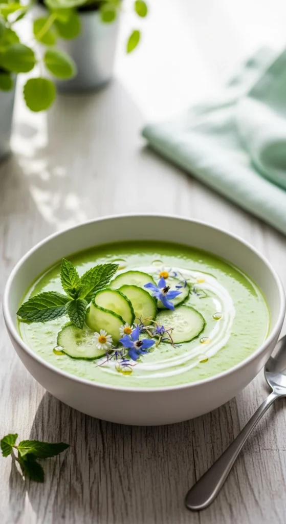 Soupe Froide de Concombre et Menthe