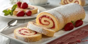 Gâteau roulé à la confiture de fraises