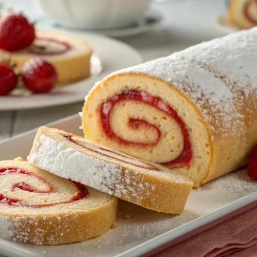 Gâteau roulé à la confiture de fraises