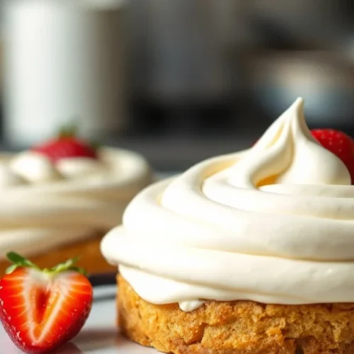 Smooth vanilla pastry cream for strawberry cake, silky texture, fresh vanilla bean, professional pastry kitchen background, g